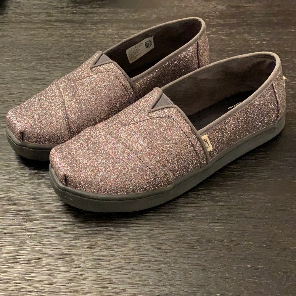 Youth Girls Toms Black Glitter